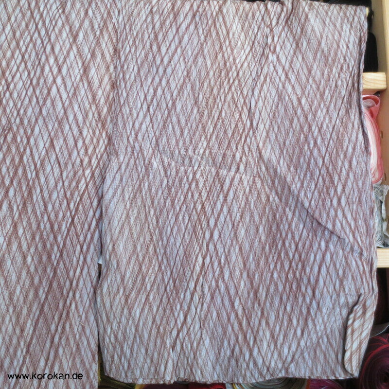 Rautennetz antiker Hitoe Komon Kimono, stark gekreppte Seide