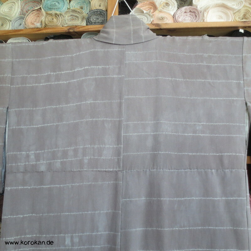 brutalisierter gekürzter Komon Kimono / Mantel / Jacke Streifen Shibori