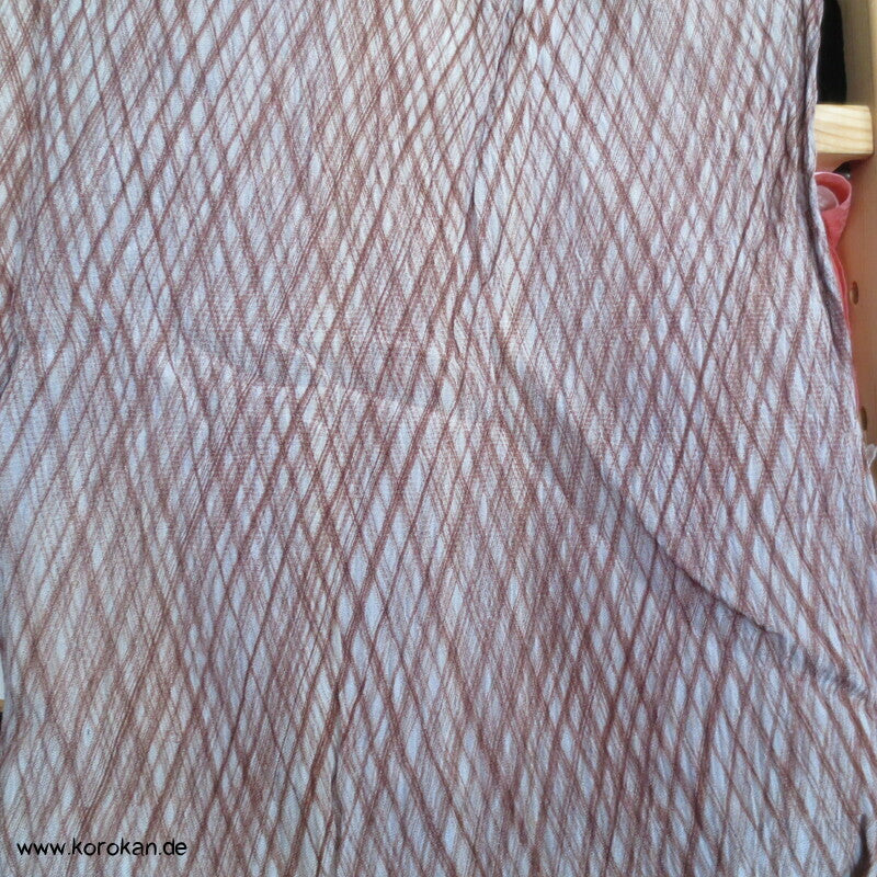 Rautennetz antiker Hitoe Komon Kimono, stark gekreppte Seide