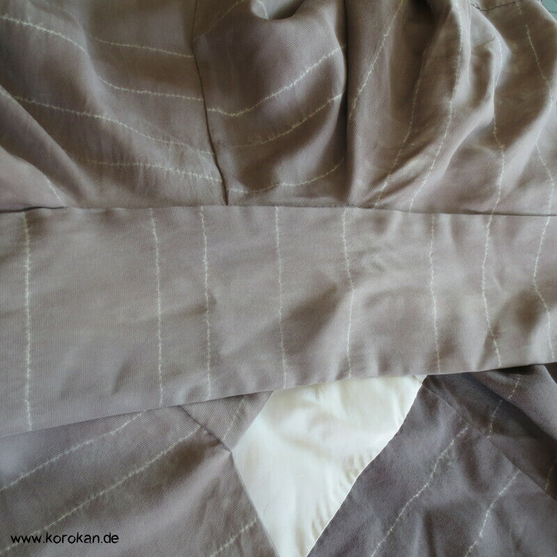brutalisierter gekürzter Komon Kimono / Mantel / Jacke Streifen Shibori