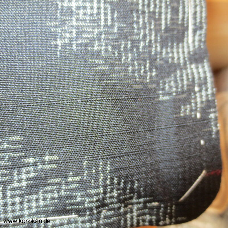 blaugrau - schwarz, Kikko Kasuri Tsumugi Seiden Kimono, Japan