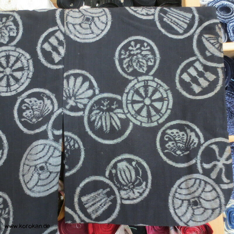Japanischer Baumwoll Mon Kasuri Tsumugi Hitoe Kimono