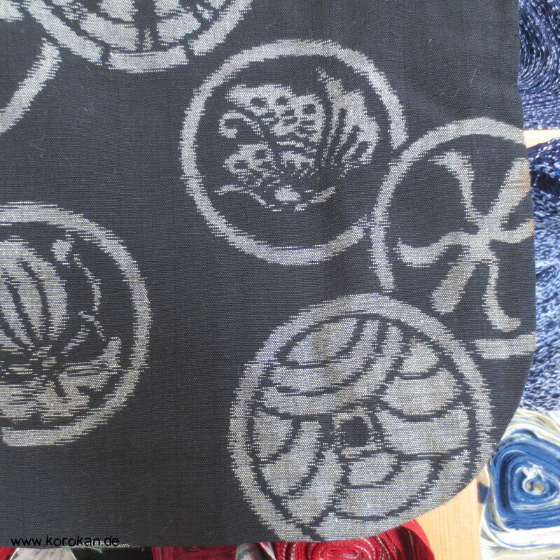 Japanischer Baumwoll Mon Kasuri Tsumugi Hitoe Kimono