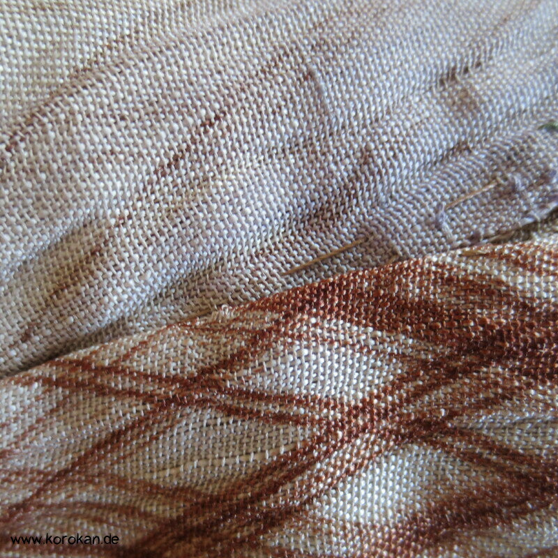 Rautennetz antiker Hitoe Komon Kimono, stark gekreppte Seide