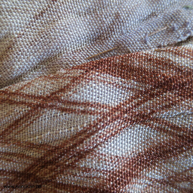 Rautennetz antiker Hitoe Komon Kimono, stark gekreppte Seide