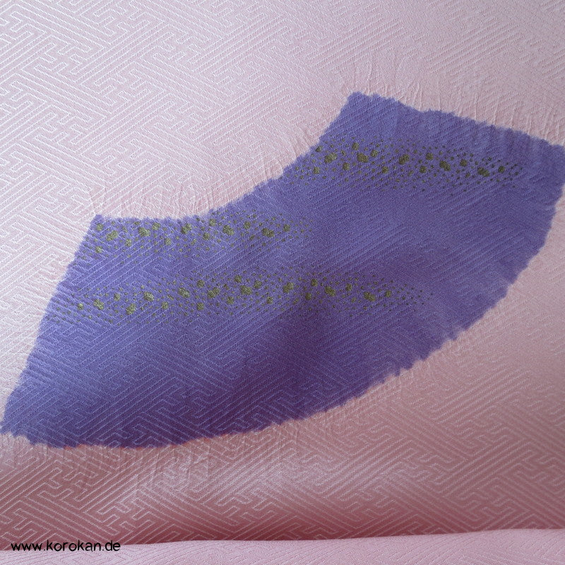 Shibori Fächer Tanmono auf Sayagata Rinzu Seidendamast