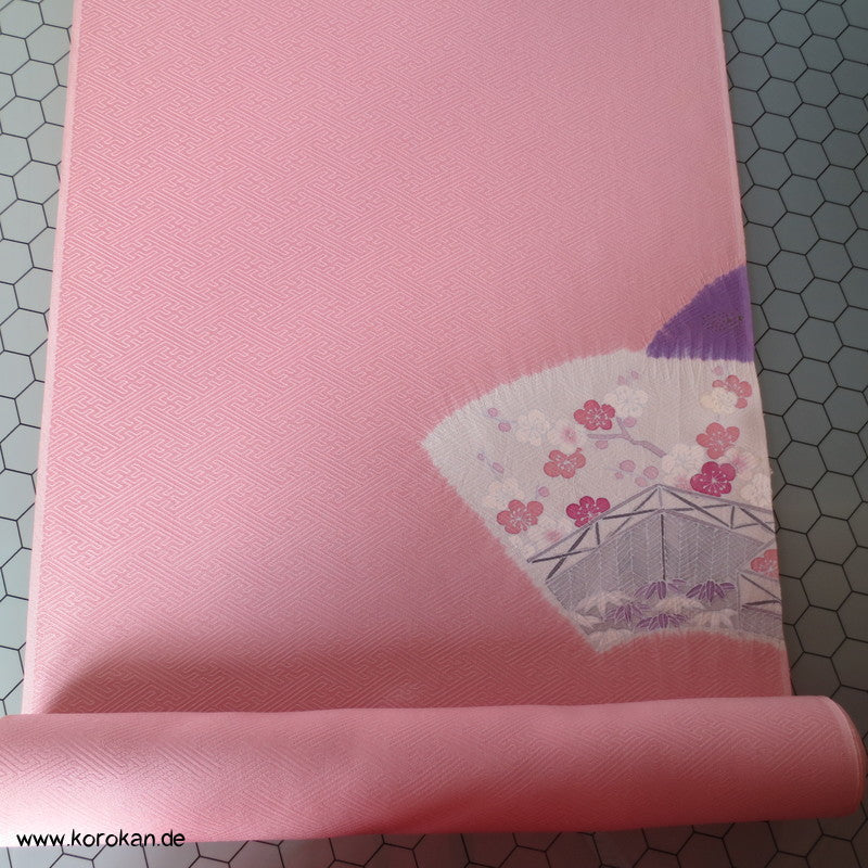 Shibori Fächer Tanmono auf Sayagata Rinzu Seidendamast