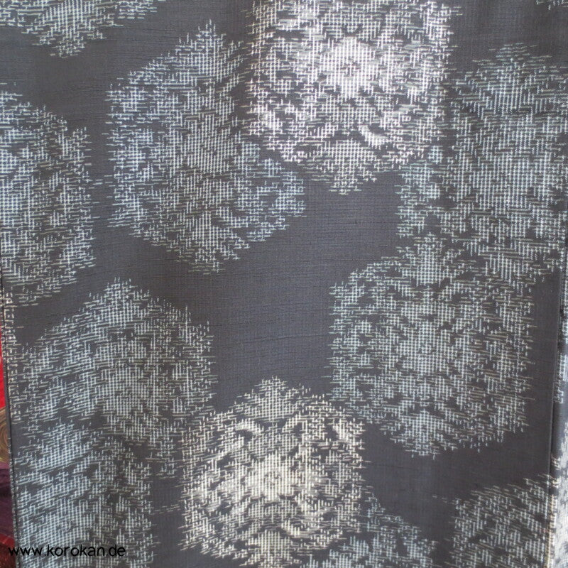 blaugrau - schwarz, Kikko Kasuri Tsumugi Seiden Kimono, Japan