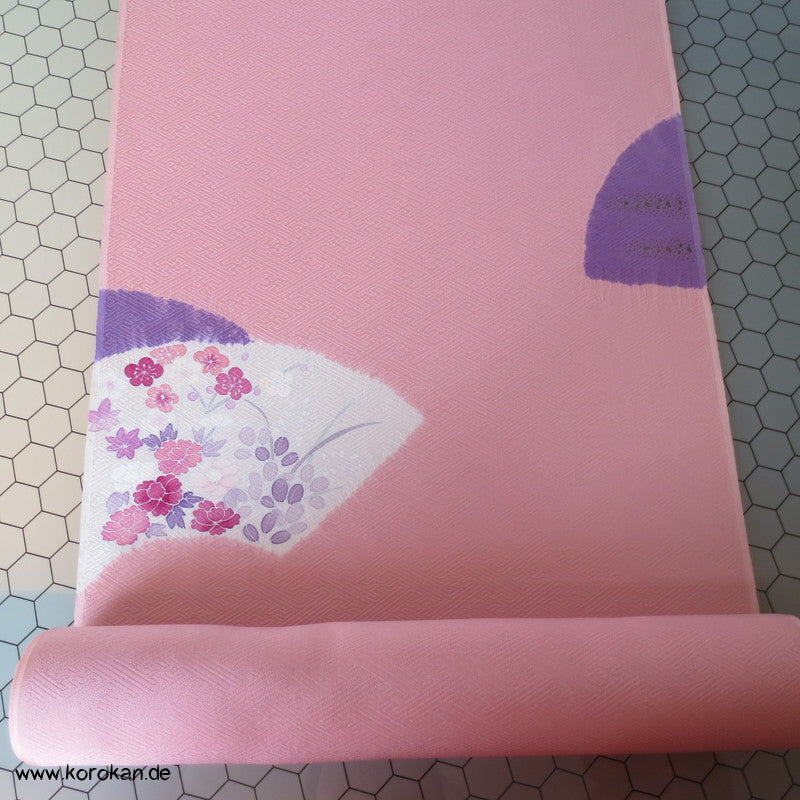 Shibori Fächer Tanmono auf Sayagata Rinzu Seidendamast