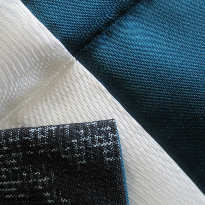 blaugrau - schwarz, Kikko Kasuri Tsumugi Seiden Kimono, Japan