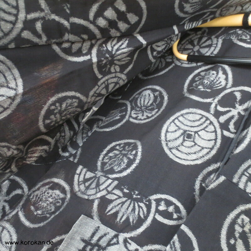 Japanischer Baumwoll Mon Kasuri Tsumugi Hitoe Kimono