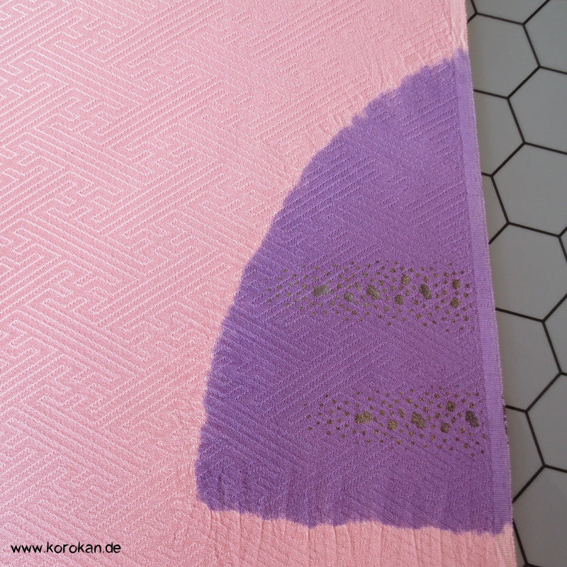 Shibori Fächer Tanmono auf Sayagata Rinzu Seidendamast