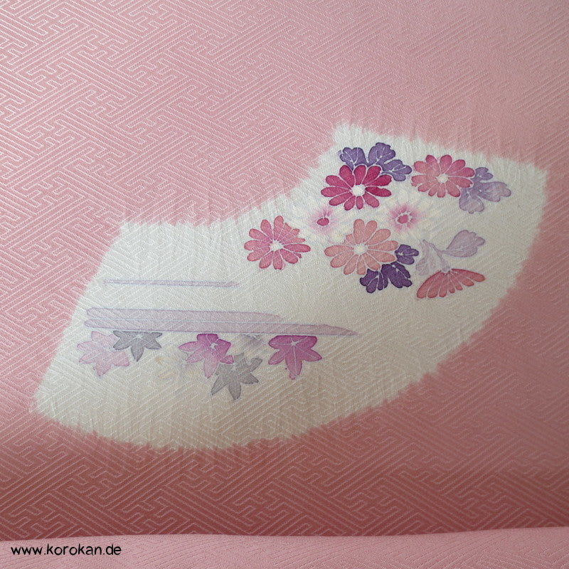 Shibori Fächer Tanmono auf Sayagata Rinzu Seidendamast