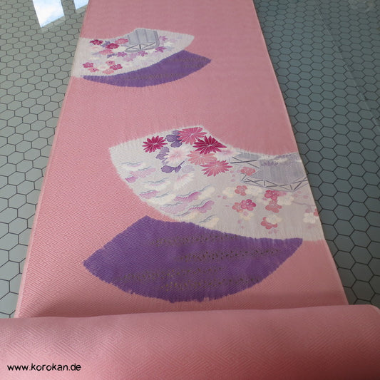 Shibori Fächer Tanmono auf Sayagata Rinzu Seidendamast