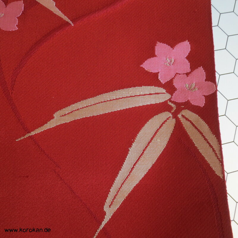Bambus und Ballonblumen Obi dicker Jacquard Satin