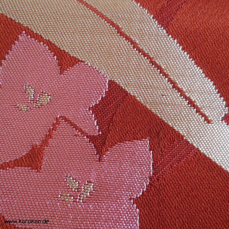 Bambus und Ballonblumen Obi dicker Jacquard Satin
