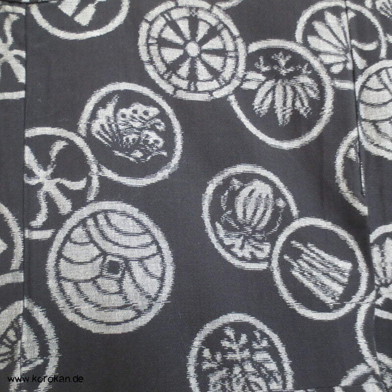 Japanischer Baumwoll Mon Kasuri Tsumugi Hitoe Kimono