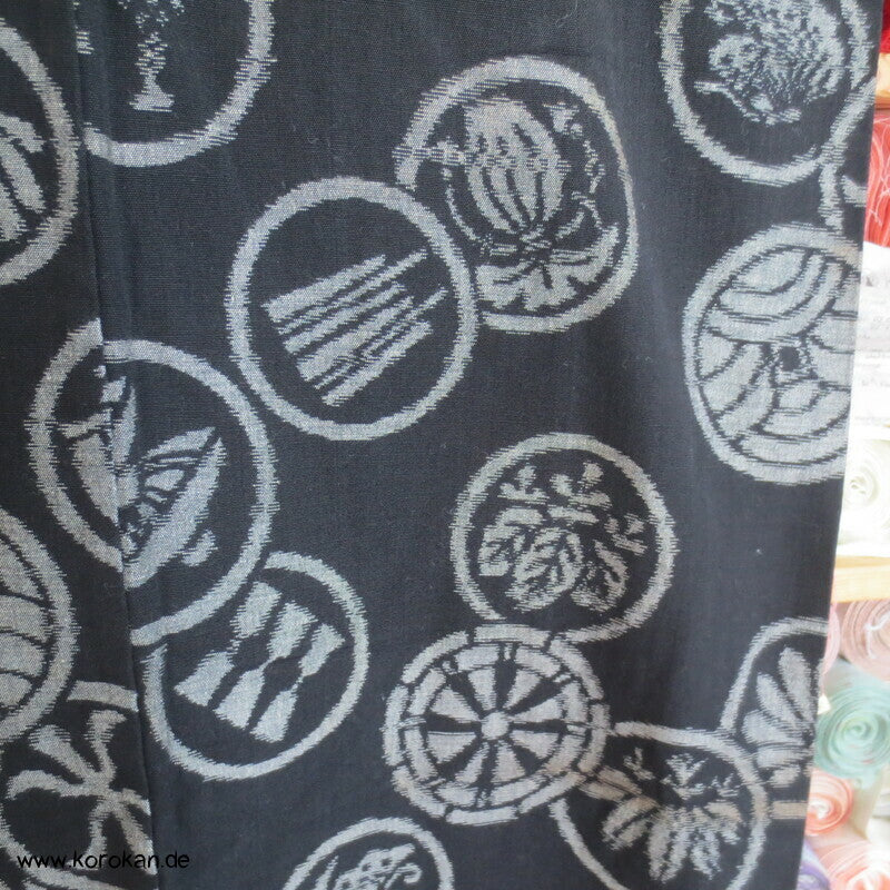 Japanischer Baumwoll Mon Kasuri Tsumugi Hitoe Kimono