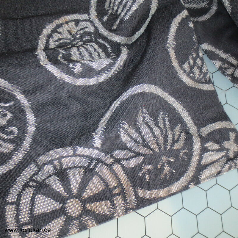 Japanischer Baumwoll Mon Kasuri Tsumugi Hitoe Kimono