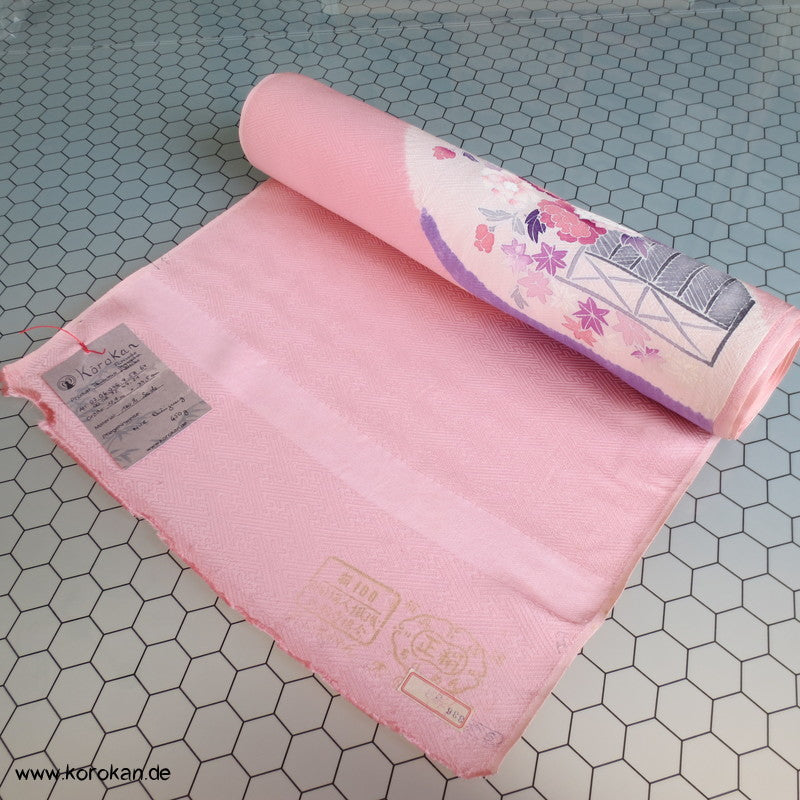 Shibori Fächer Tanmono auf Sayagata Rinzu Seidendamast