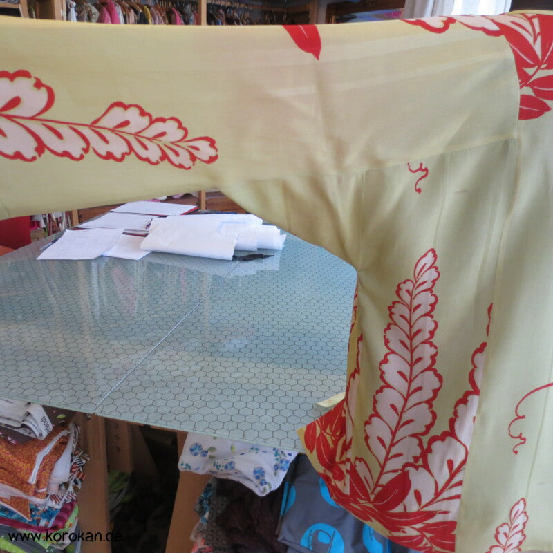 Langarm Blusenshirt hellgelbe Kimono Seide