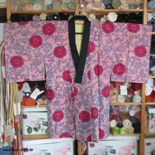 japanische Nenneko Meisen Seiden Kimono Jacke - Arabesken