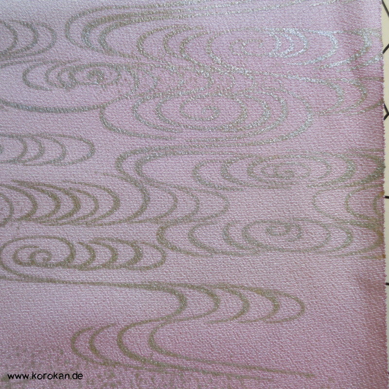gold und silberne Überfangdruck Blumen und Fächer Kimono Seidencrepe