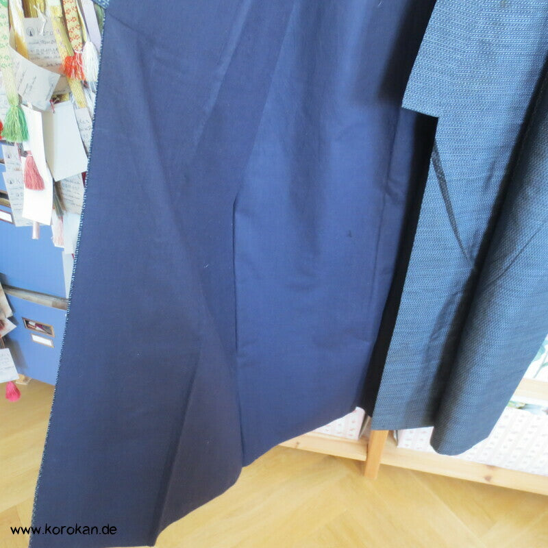 blauer Seiden Tsumugi Ensemble, Kimono + Haori