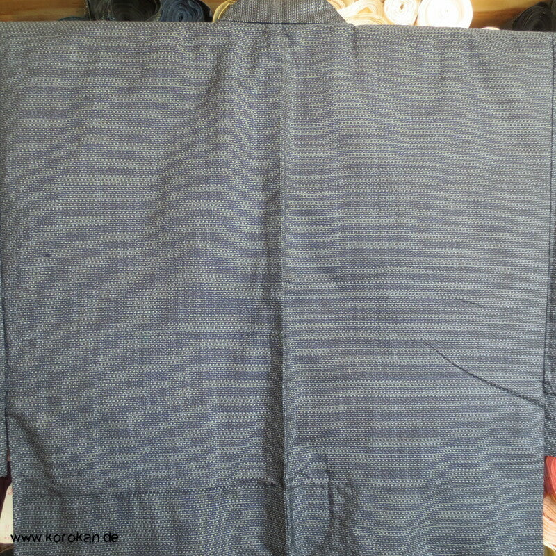 blauer Seiden Tsumugi Ensemble, Kimono + Haori