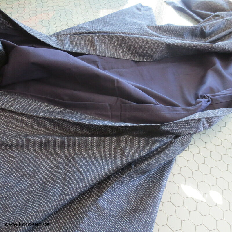 blauer Seiden Tsumugi Ensemble, Kimono + Haori
