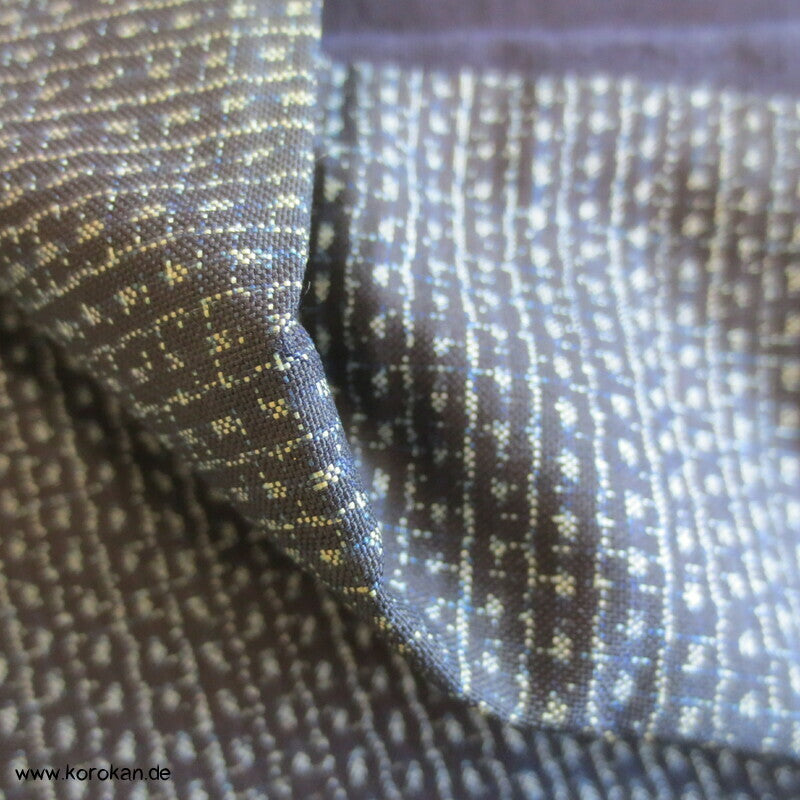 blauer Seiden Tsumugi Ensemble, Kimono + Haori
