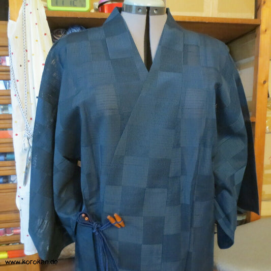 Dochugi Kimono Jacke petrol Ichimatsu Sha halbtransparent