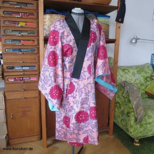 japanische Nenneko Meisen Seiden Kimono Jacke - Arabesken