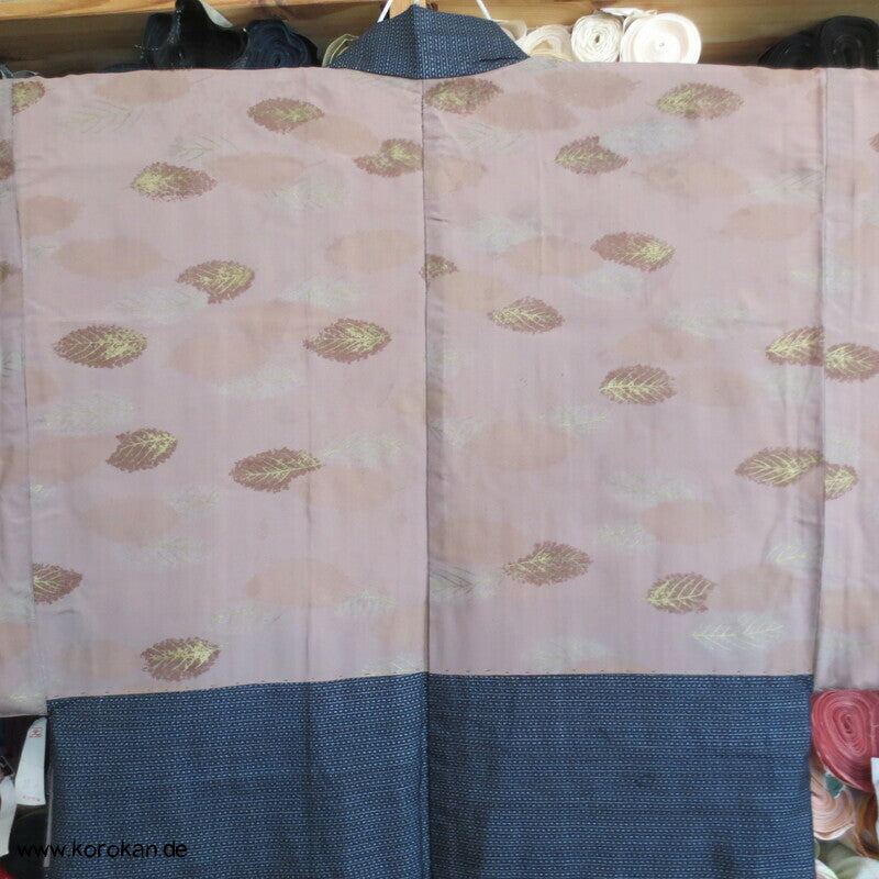 blauer Seiden Tsumugi Ensemble, Kimono + Haori