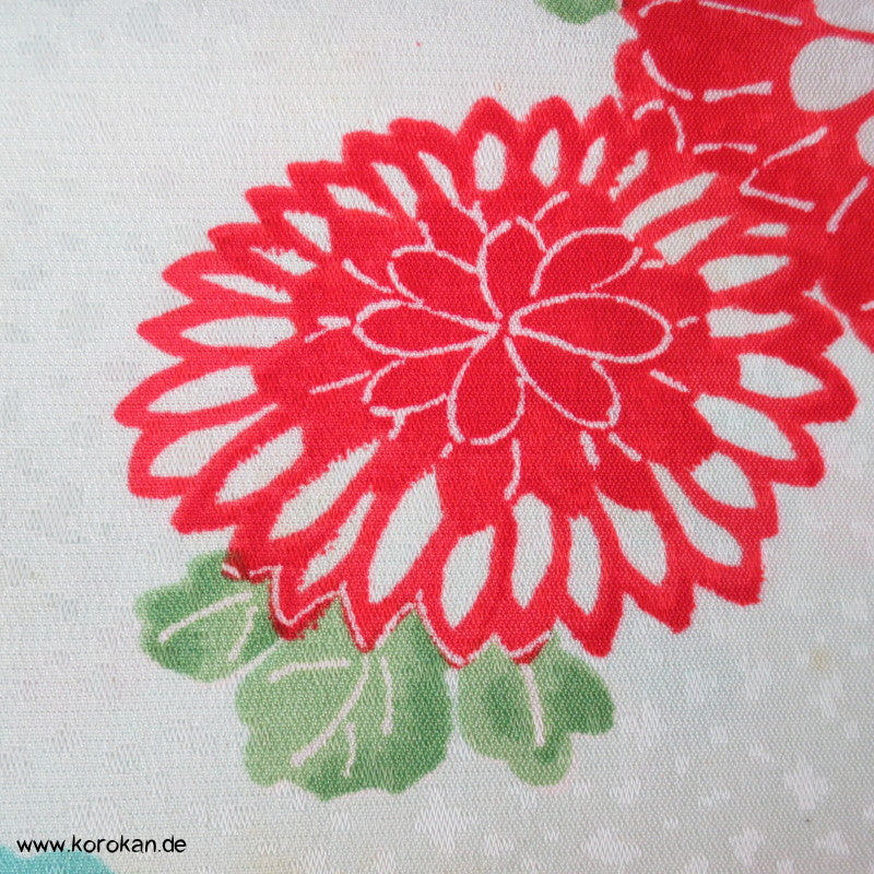 Japan Schmetterlinge, Blüten auf hellblau Kimono Stoff, Acetat