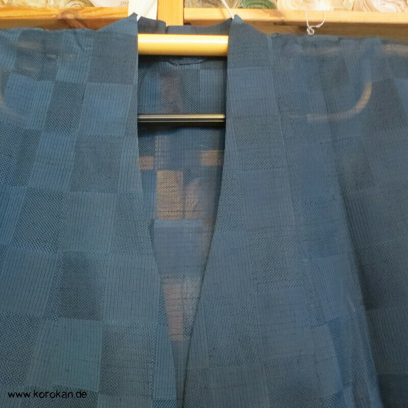 Dochugi Kimono Jacke petrol Ichimatsu Sha halbtransparent