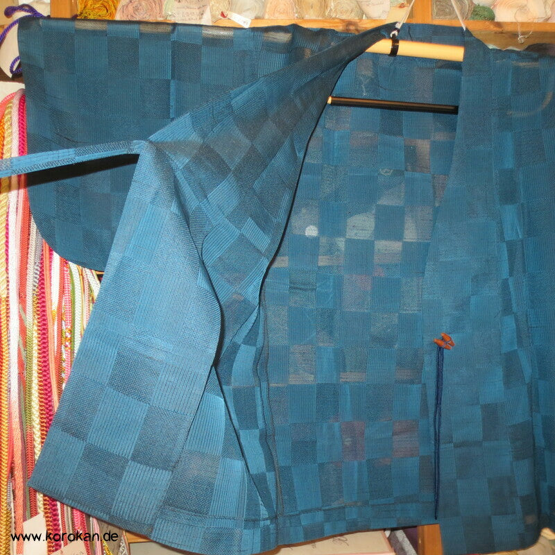 Dochugi Kimono Jacke petrol Ichimatsu Sha halbtransparent