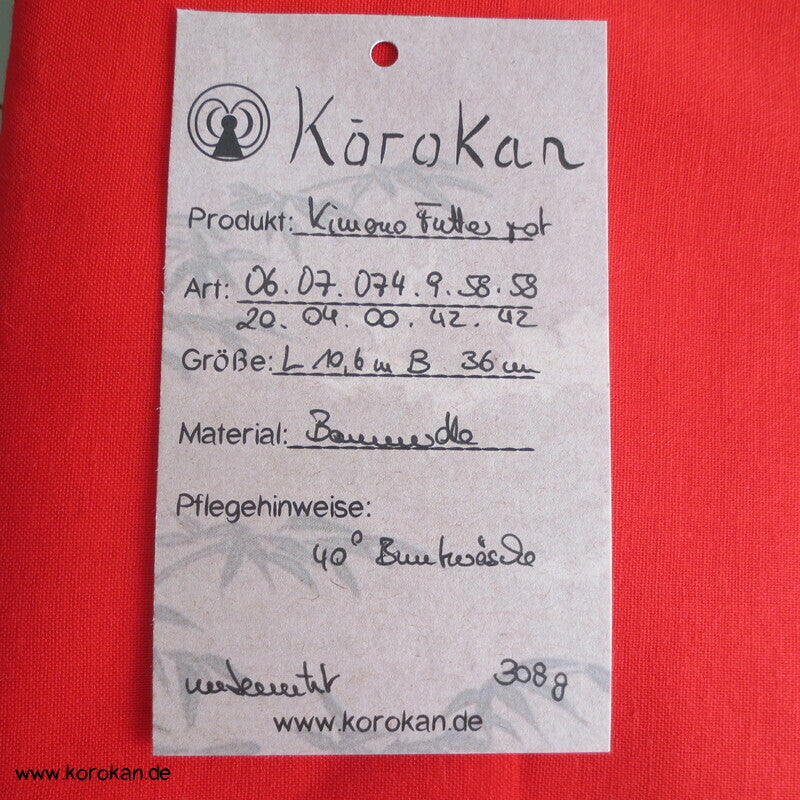 rotes Batist Baumwollfutter für Kimono - fein und leicht