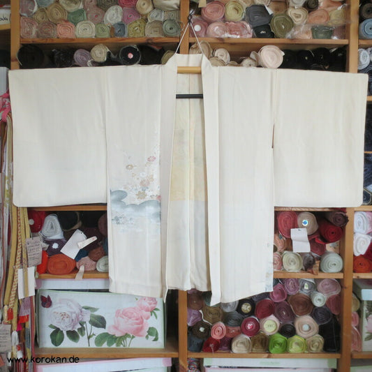 Urushi Chrysanthemen auf Wolke Seidenbrokat Haori Kimono Jacke