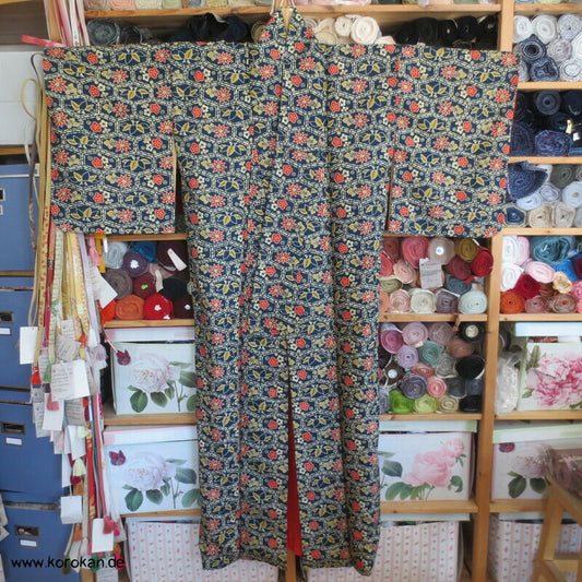 gedruckte japanische Muster Tsumugi Seide / Wolle Kimono