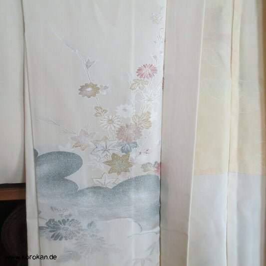 Urushi Chrysanthemen auf Wolke Seidenbrokat Haori Kimono Jacke