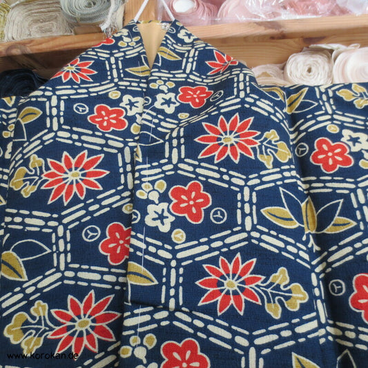 gedruckte japanische Muster Tsumugi Seide / Wolle Kimono