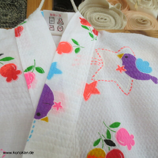Seersucker Yukata für Babies, Kleinkinder, Vögelchen