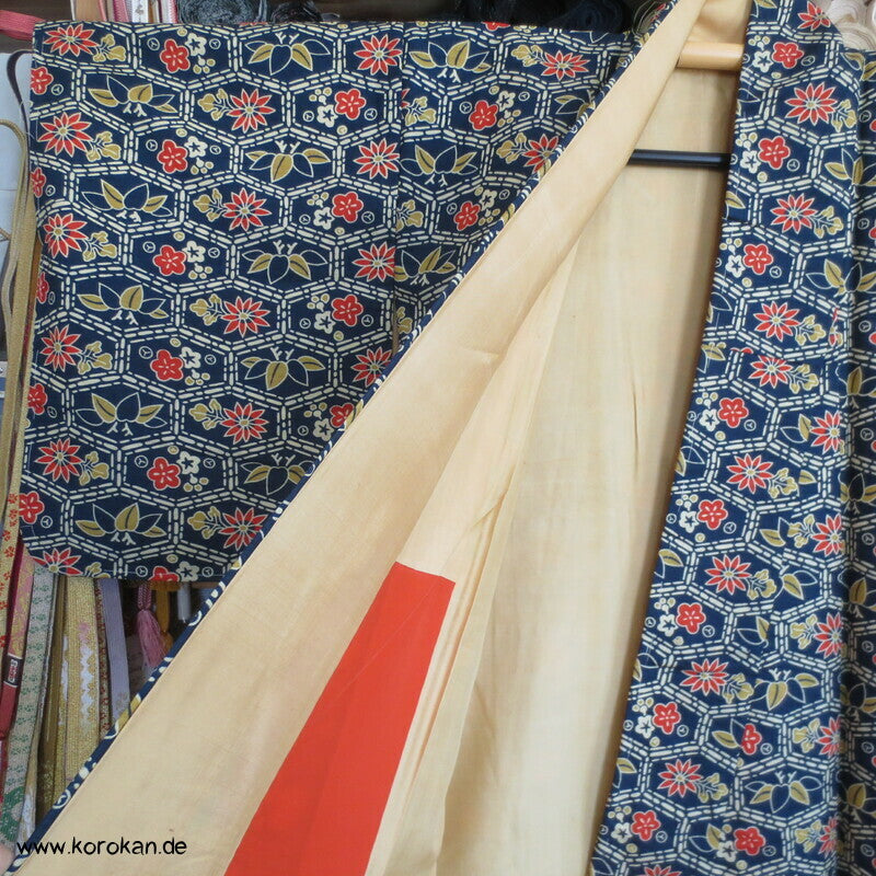 gedruckte japanische Muster Tsumugi Seide / Wolle Kimono
