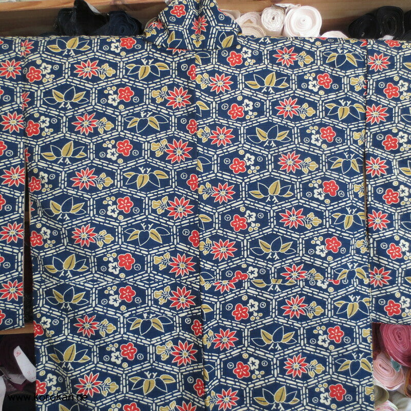 gedruckte japanische Muster Tsumugi Seide / Wolle Kimono