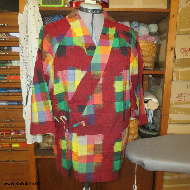 Dochugi Kimono Raglan Jacke, Kasuri Karo regenbogenbunt
