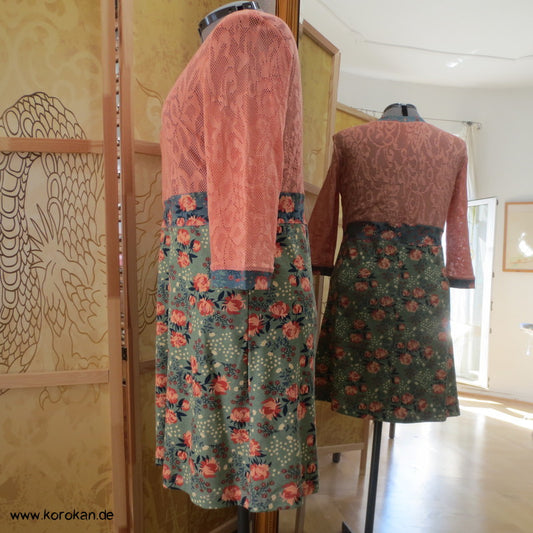 Kombikleid Baumwollspitzenjersey / Blüten
