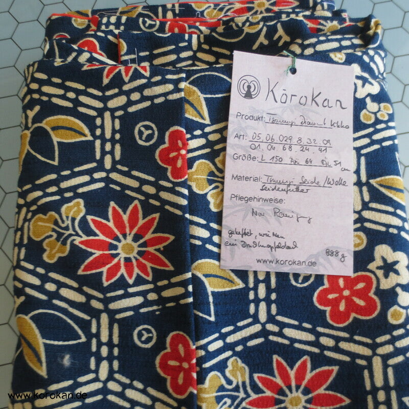 gedruckte japanische Muster Tsumugi Seide / Wolle Kimono