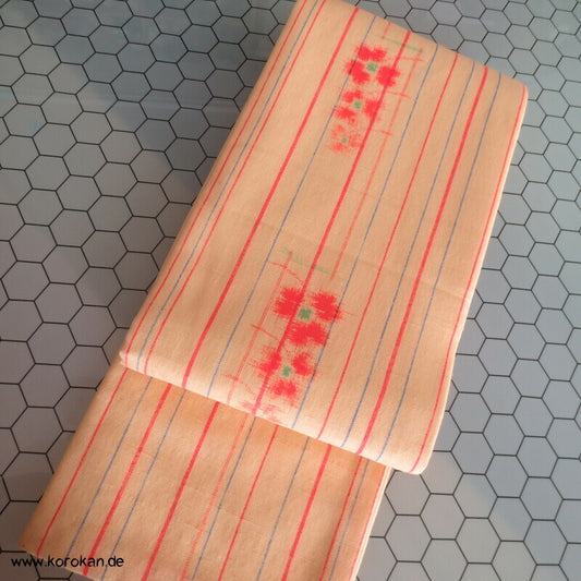 Kasuri Druck auf feiner Wolle Hanhaba Obi