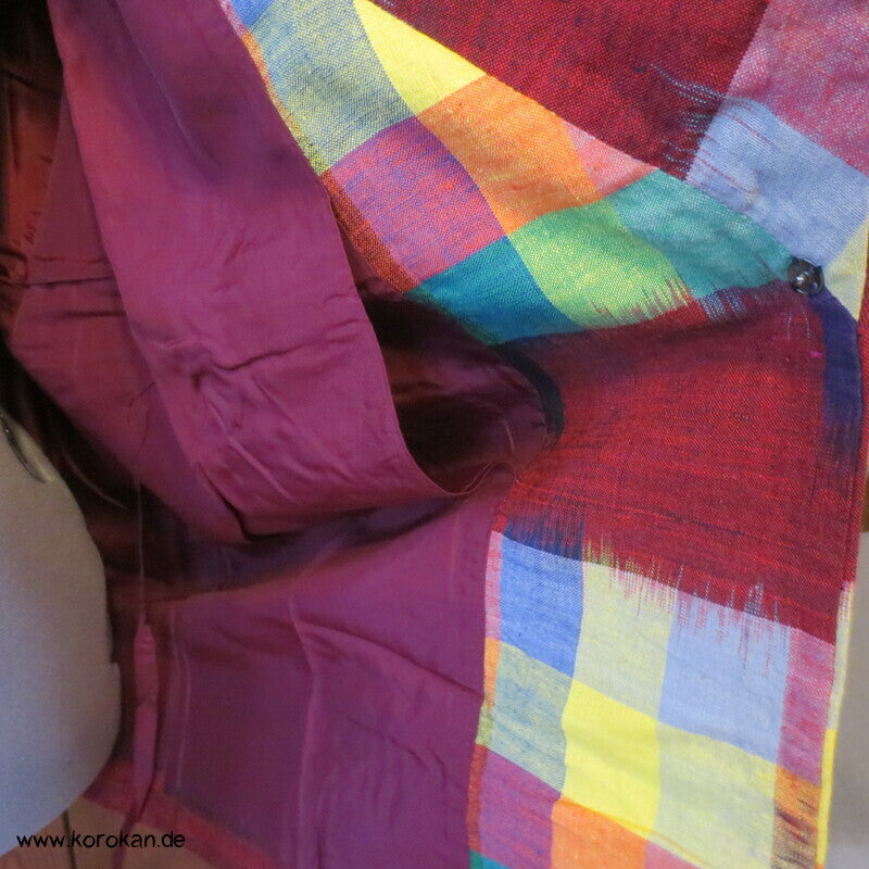 Dochugi Kimono Raglan Jacke, Kasuri Karo regenbogenbunt